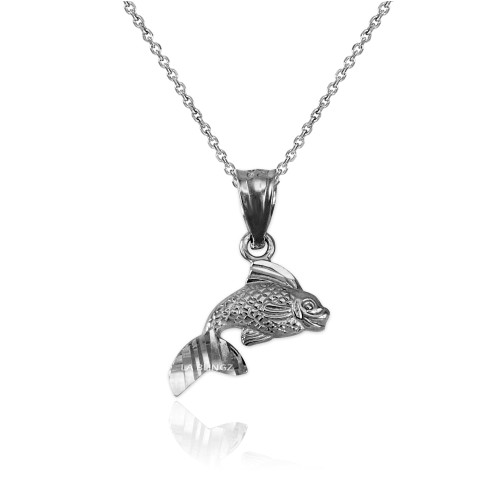 White Gold Tiny Goldfish Charm Necklace