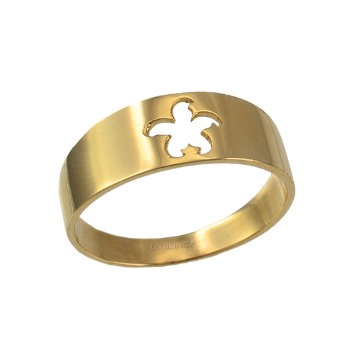 Polished Yellow Gold Starfish Cut-out Ring Band