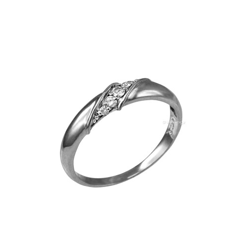 4MM Womens Diamond Wedding Band in White Gold