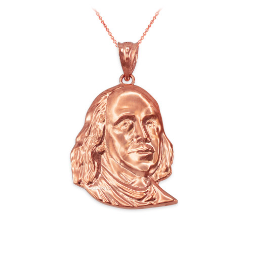 Rose Gold Benjamin Franklin Pendant Necklace