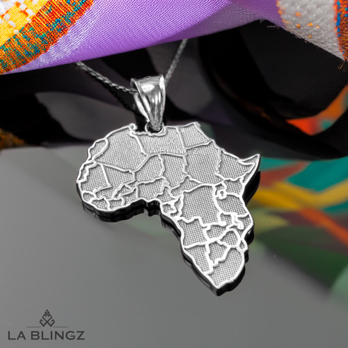 Sterling Silver Africa Country Map Pendant Necklace
