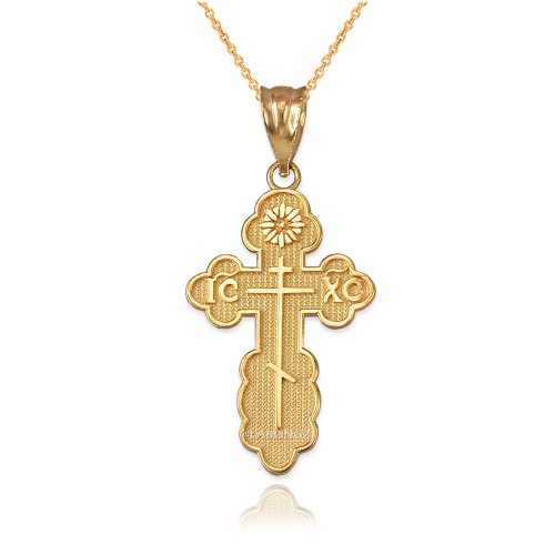 Gold Eastern Orthodox St. Olga Cross Pendant Necklace