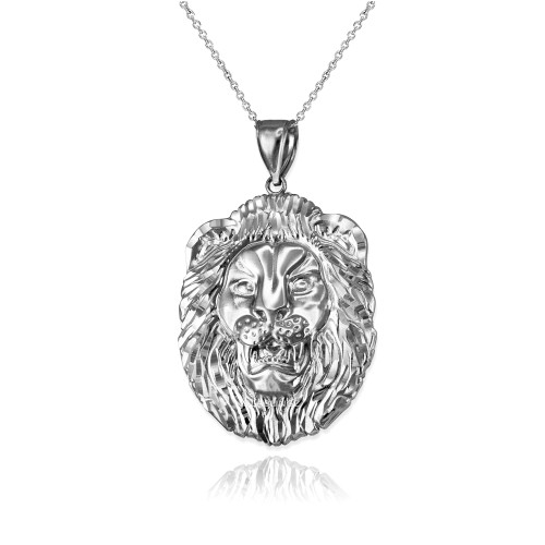Sterling Silver Lion Face DC Pendant Necklace