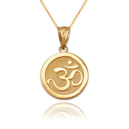 Gold Om Medallion Charm Necklace