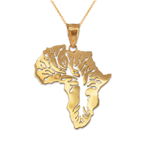 Gold Africa Tree of Life Pendant Necklace