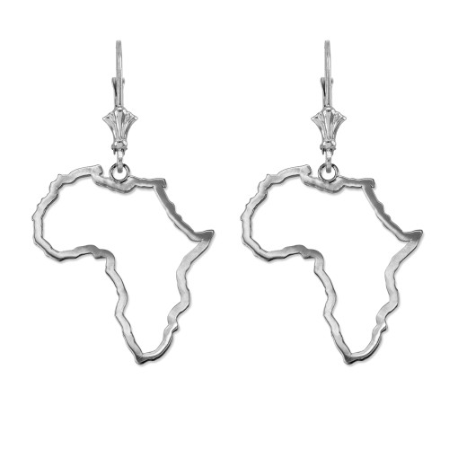 Sterling Silver Africa Open Design Leverback Earrings