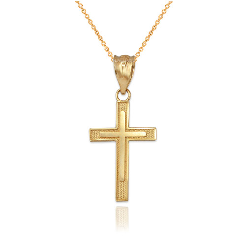 Yellow Gold Inner Cross Charm Necklace