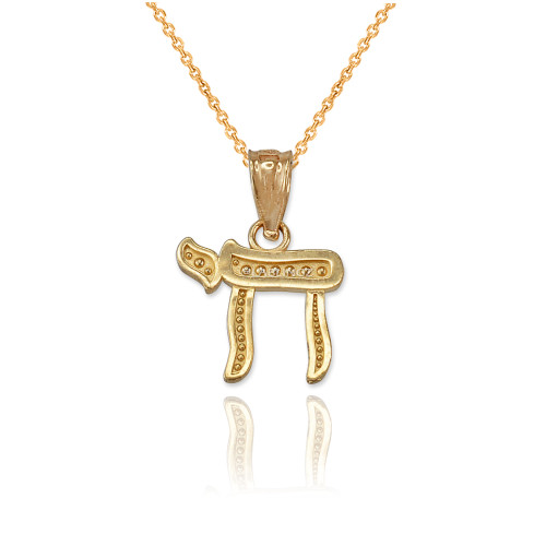 White Gold Jewish Chai Charm Necklace