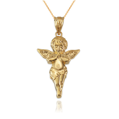 Yellow Gold Angel Pendant Necklace
