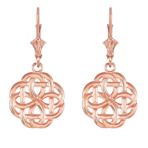 14k  Rose Gold Eternity Trinity Knot Earrings