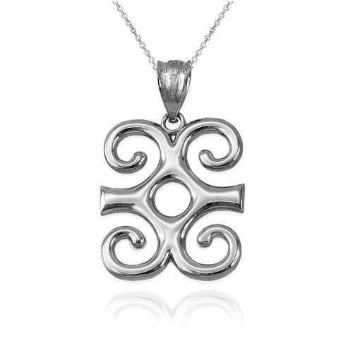 Sterling Silver Adinkra Dwennimmen African Pendant Necklace