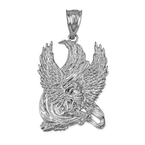 White Gold High Polished Eagle Pendant