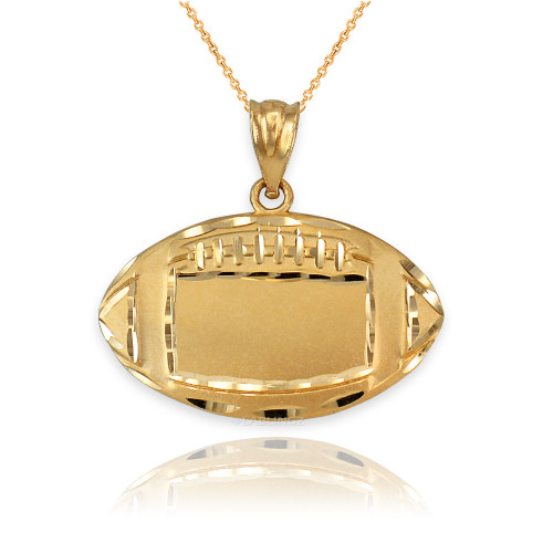 Satin DC Yellow Gold Football Pendant Necklace