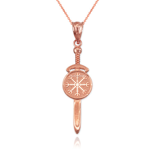 Rose Gold Viking Sword Pendant Necklace