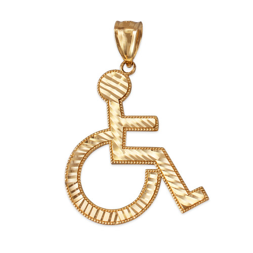 Gold Handicap Wheelchair Charm Pendant (large)