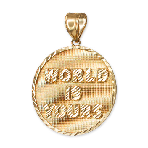 Yellow Gold WORLD IS YOURS DC Medal Pendant