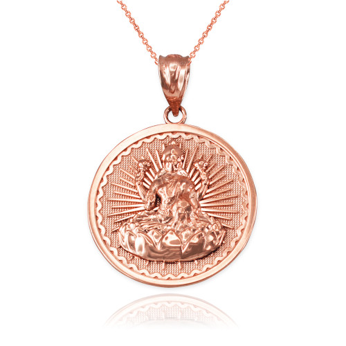 Rose Gold Hindu Goddess Lakshmi (Luxmi) Coin Pendant Necklace