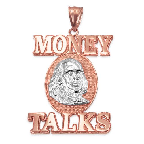 Two-Tone Rose Gold MONEY TALKS Benjamin Franklin Hip-Hop Pendant