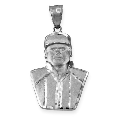 White Gold El Chapo Guzman Satin DC Pendant