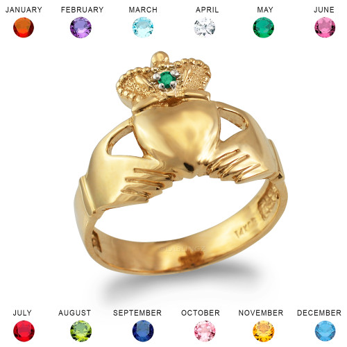 Gold Claddagh Birthstone Ring