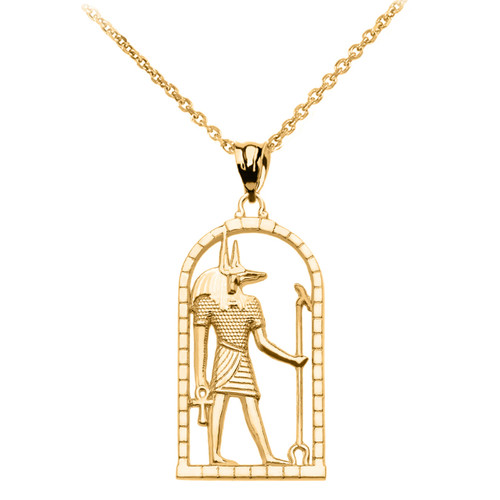Gold Egyptian Anubis Pendant Necklace