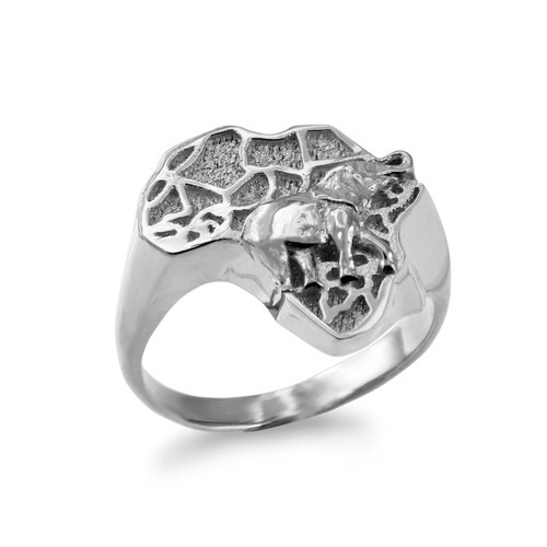 White Gold Africa Elephant Ring