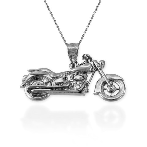 Silver Motor Bike Pendant Necklace
