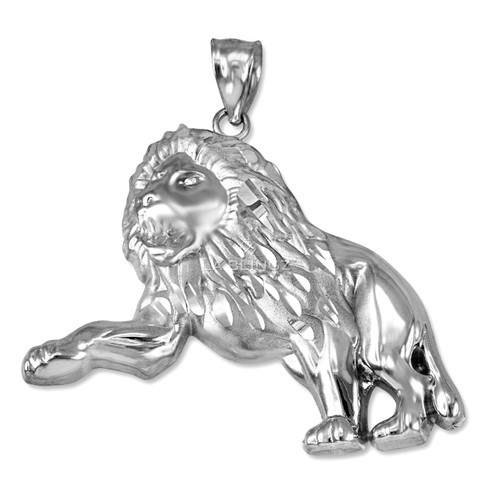 White Gold Satin DC Lion Pendant (S/M/L)