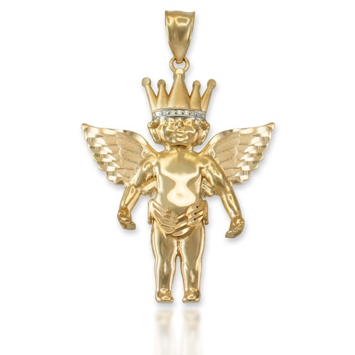 Gold Crown Angel Pendant