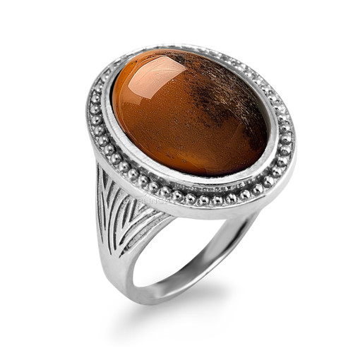 Silver Tiger Eye Statement Ring