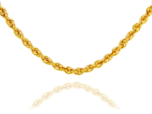 Gold 5mm Solid Diamond Cut Rope Chain