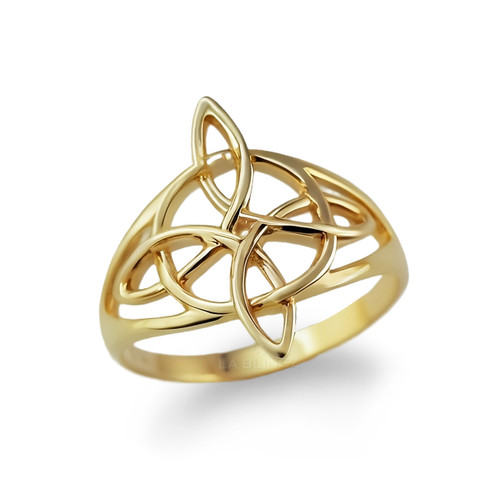 Gold Celtic Trinity Knot Openwork Triquetra Ring