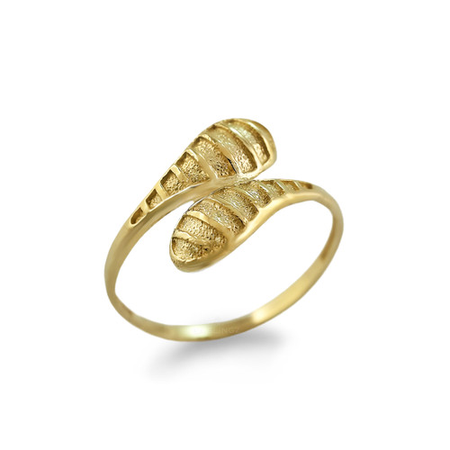 Stripe Textured Gold Twin Pear Ring for Women