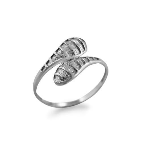 Stripe Textured Sterling Silver Twin Pear Ring for Women