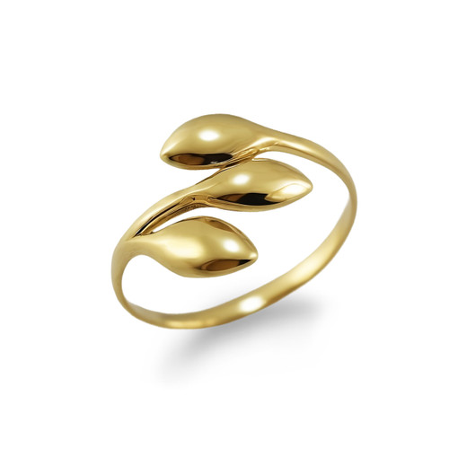 Polished Gold Triple Pear Ring for Women