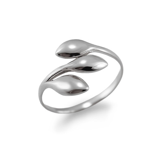 Polished Sterling Silver Triple Pear Ring for Women