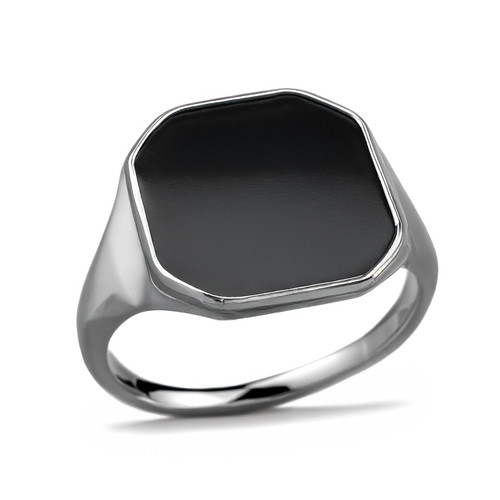 Polished Sterling Silver Enamel Square Polygon Unisex Signet Ring – Color Options Polished Sterling Silver Enamel Square Polygon Unisex Signet Ring – Color Options
