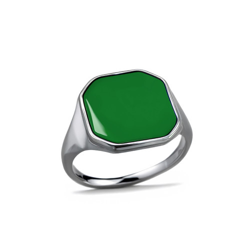 Polished Sterling Silver Enamel Square Polygon Signet Unisex Pinky Ring – Color Options Polished Sterling Silver Enamel Square Polygon Signet Unisex Pinky Ring – Color Options