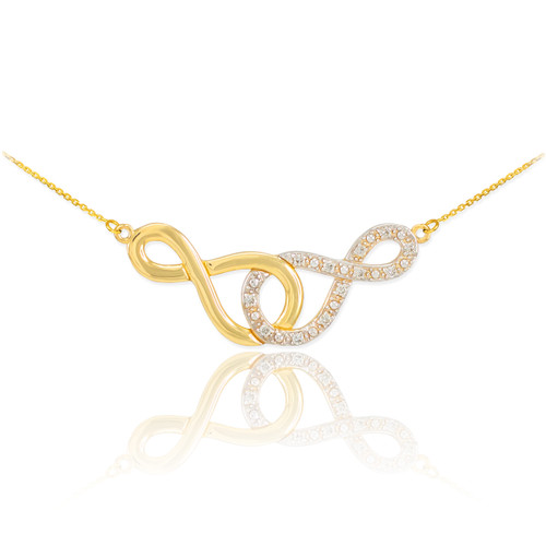 14k Gold Double Infinity Necklace with Diamonds