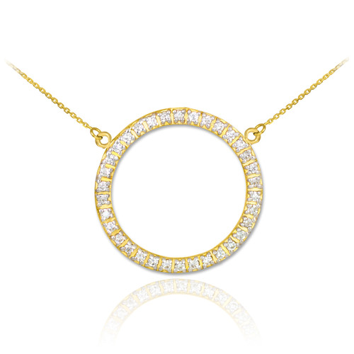 14K Gold Eternity Circle of Life Diamond Necklace