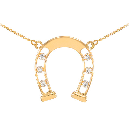 14k Gold Good Luck Horseshoe Necklace with Diamonds