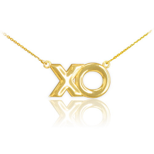 14K Polished Gold "XO" Hugs & Kisses Necklace