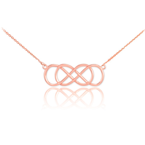 14K Rose Gold Double Knot Infinity Necklace