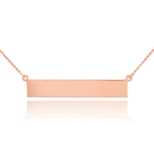 14k Rose Gold Engravable Name Bar Necklace