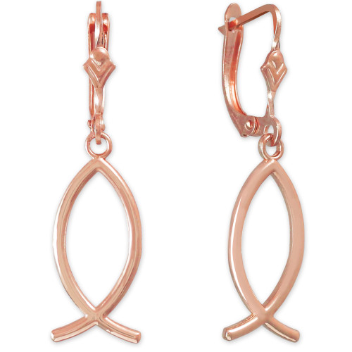 14K Rose Gold Ichthus (Fish) Earrings