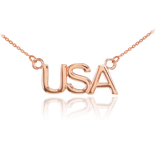 14K Rose Gold USA Necklace