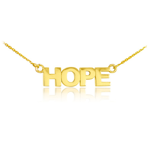 14k Solid Gold "HOPE" Script Necklace