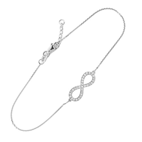 14K White Gold Diamond Infinity Pendant Bracelet