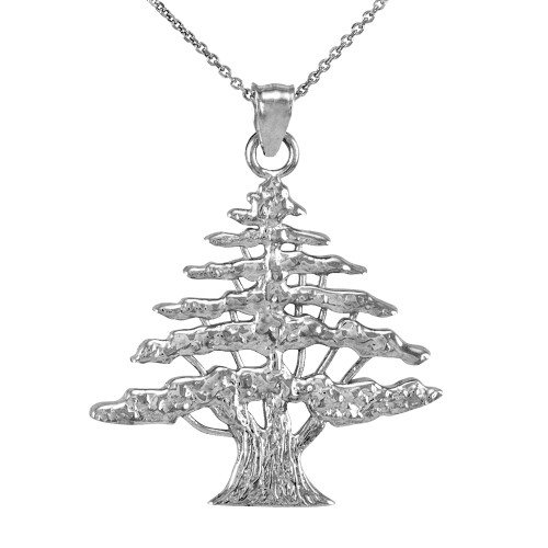 Sterling Silver Lebanese Cedar Tree Pendant Necklace