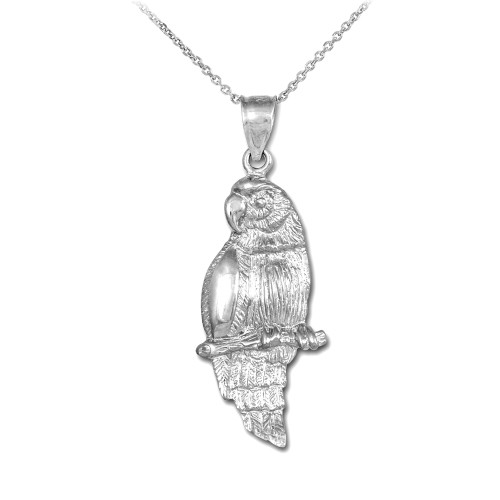 925 Sterling Silver Parrot Pendant Necklace